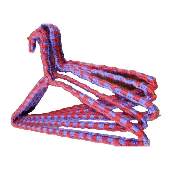 Lot of 5 Vintage Crocheted Handmade Yarn Knit Wire Coat Hangers Colorful - Picture 4 of 6